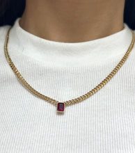 Load image into Gallery viewer, Ruby Emerald Cut Cuban Chain Necklace