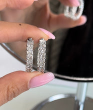 Load image into Gallery viewer, 18kt White Gold Radiant Diamond Hoops