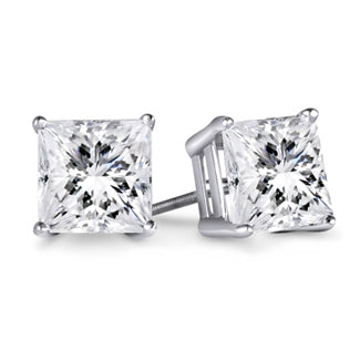 2.11ctw Clarity Enhanced Princess Cut Diamond Studs