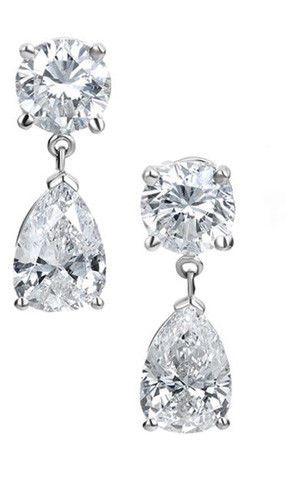 2.73ctw Pear Shape and Round Diamond Tear Drop Earrings