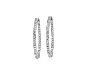 Oval Shape Hoop Diamond Earrings 3.80 Carats